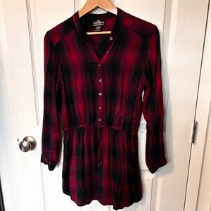 Black and red plaid mini dress